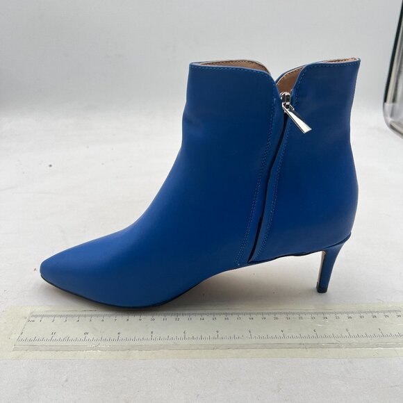 Blue Dressy Kitten Heel Ankle Boots Pointed Toe Booties Shoes with Zips - Picture 1 of 7